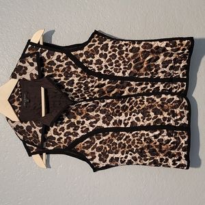 Leppard Print Sleeveless Open Vest